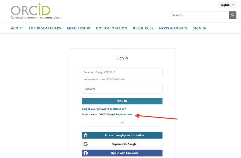 ORCID sign In page